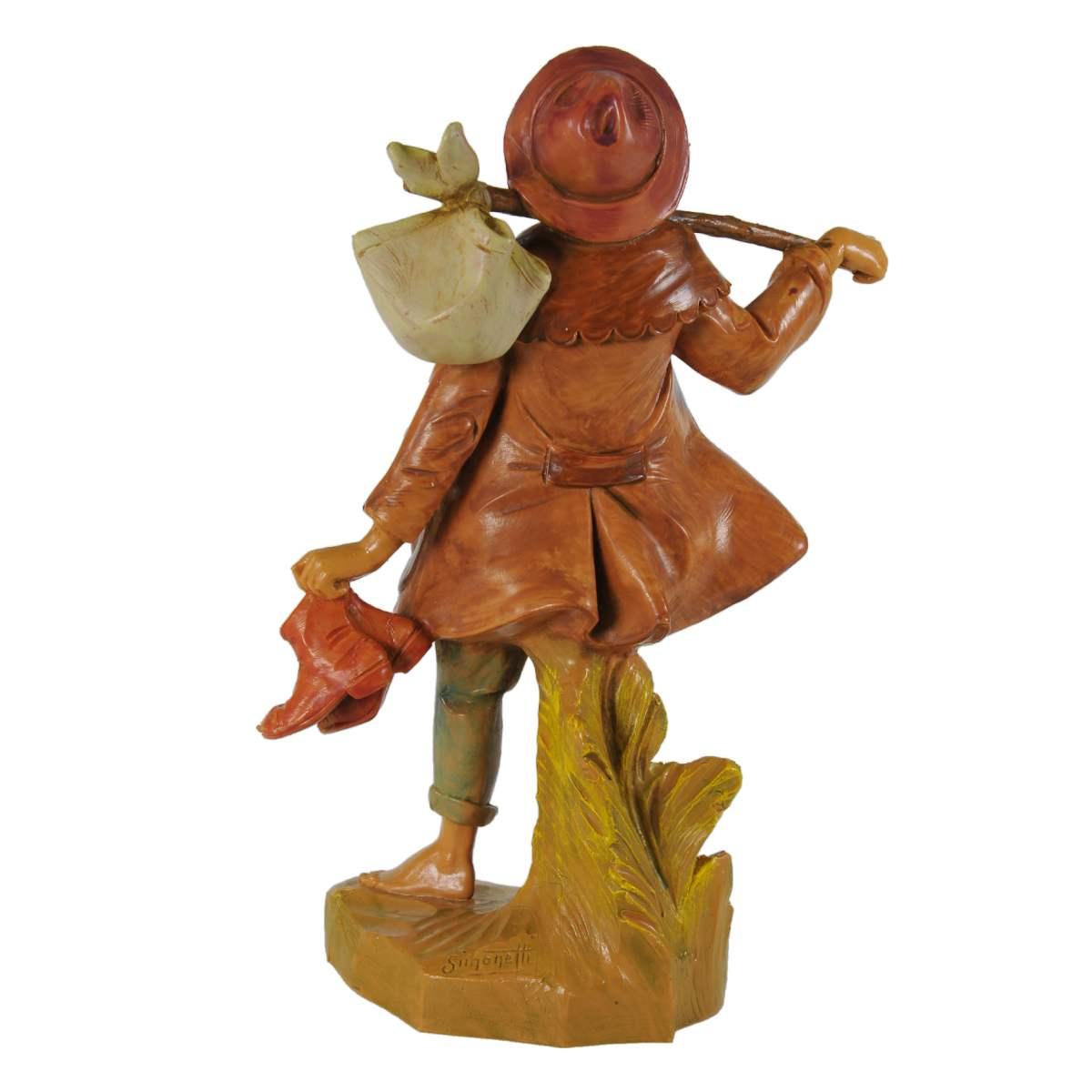 Statua presepe 19 cm pastore fardello bastone