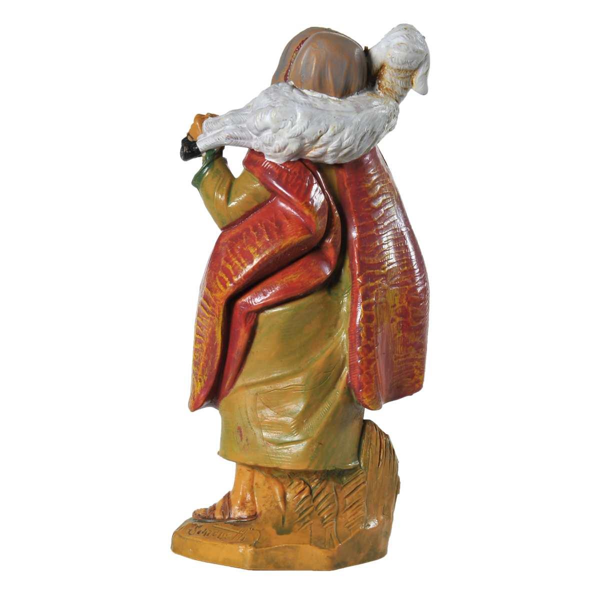 Statua presepe 12 cm pastore pecora sulle spalle