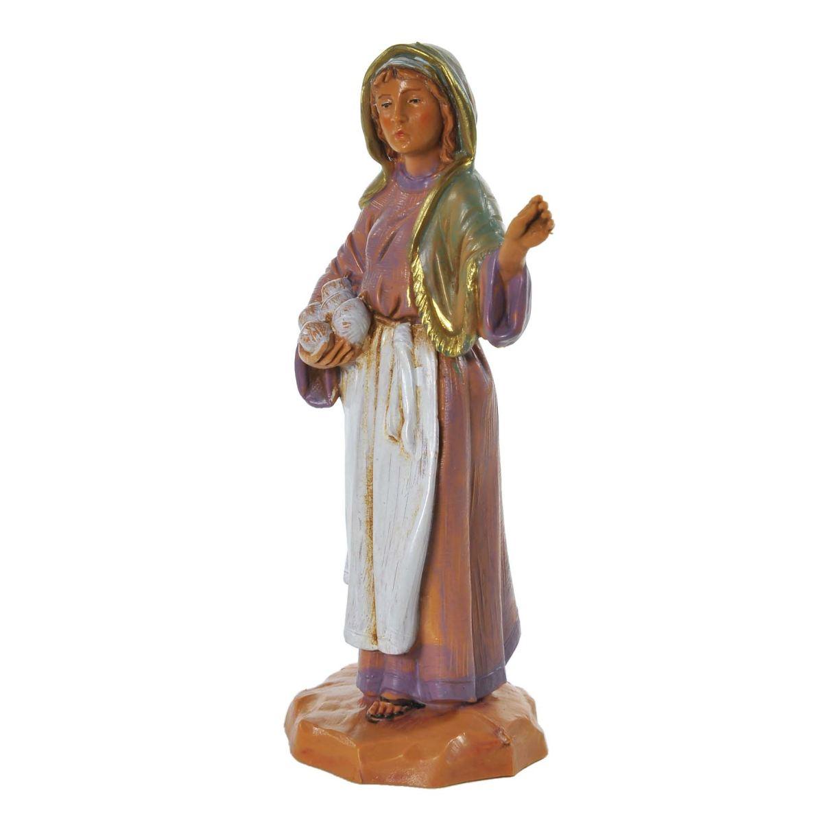 Statua presepe 12 cm pastorella gomitoli