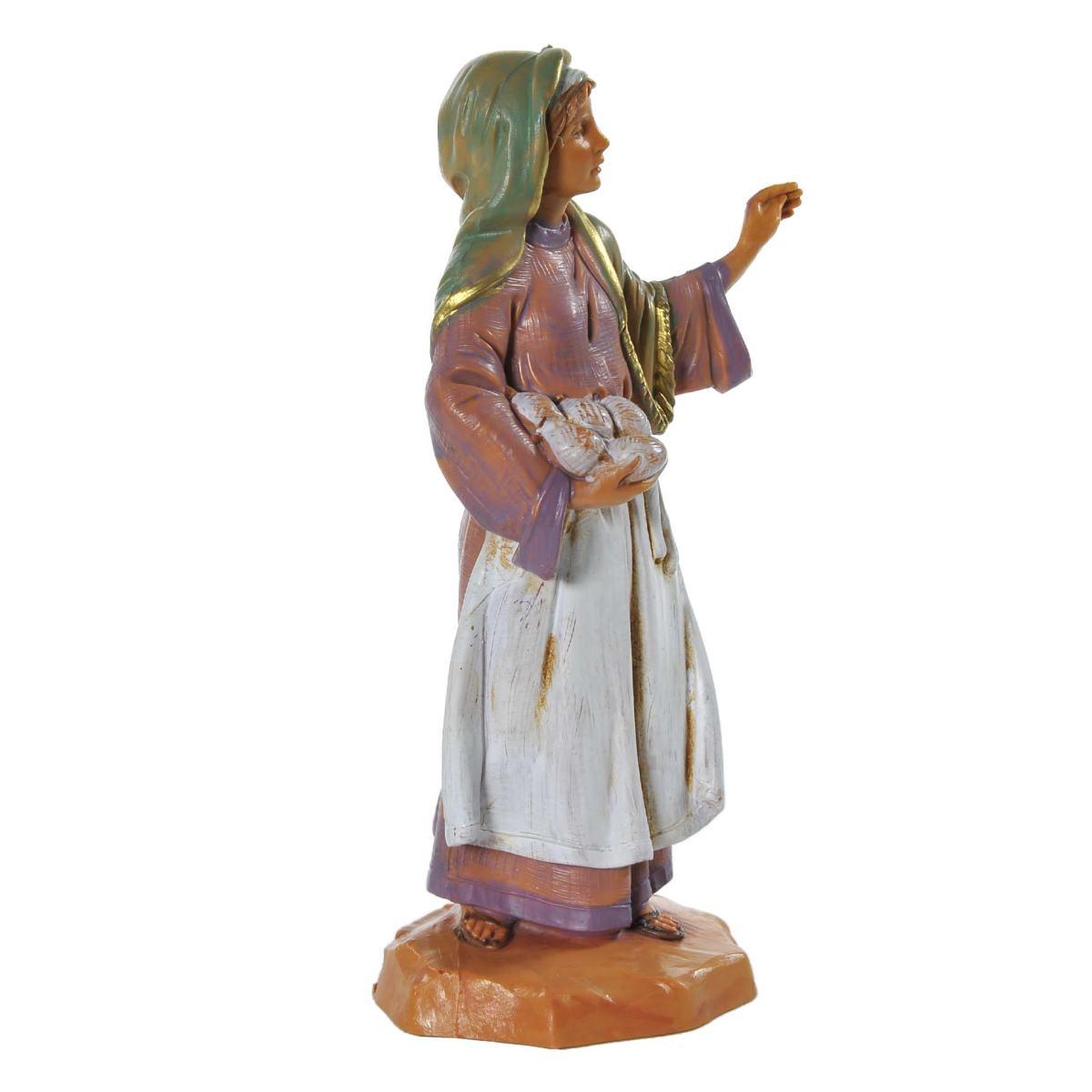Statua presepe 12 cm pastorella gomitoli