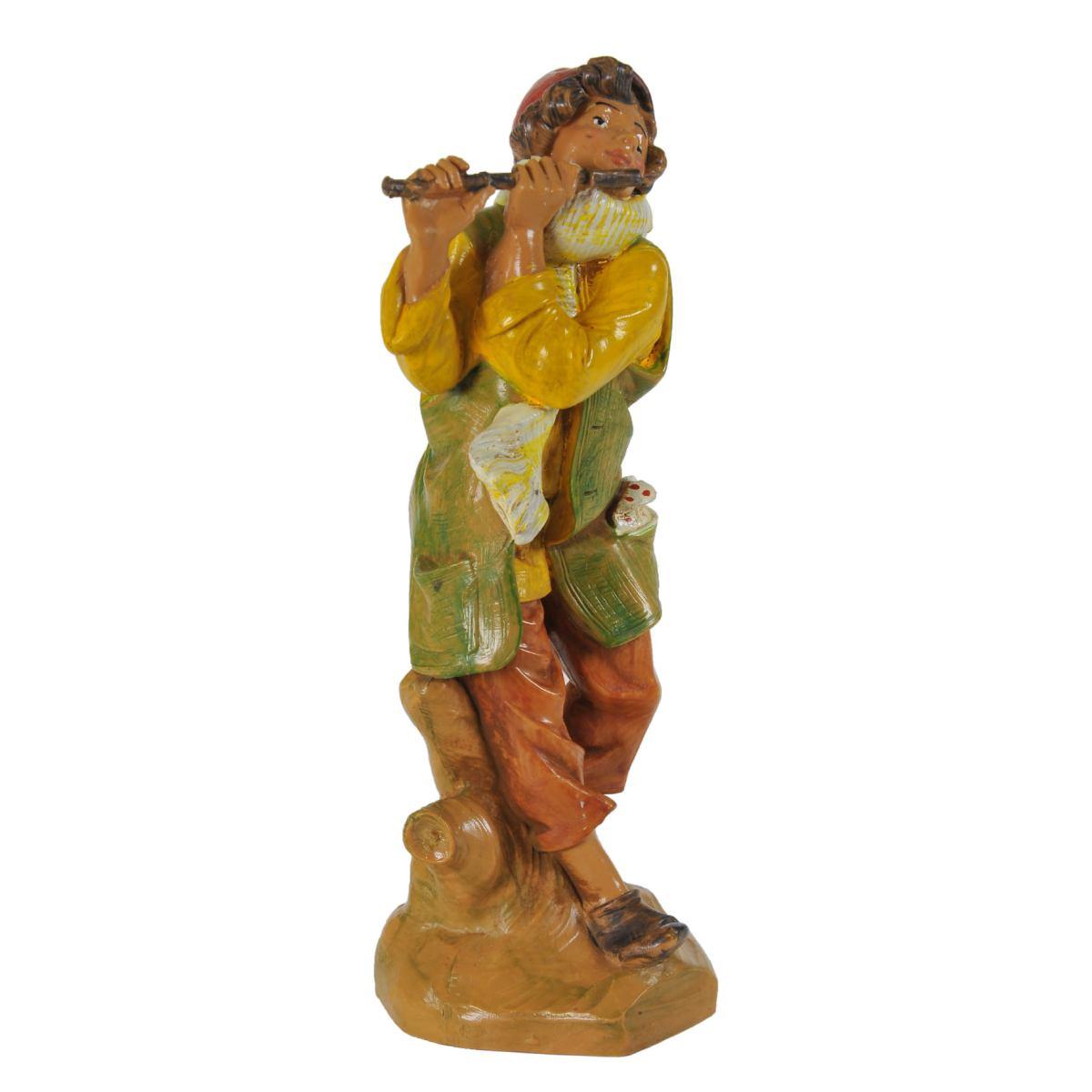 Statua presepe 19 cm pastore flauto