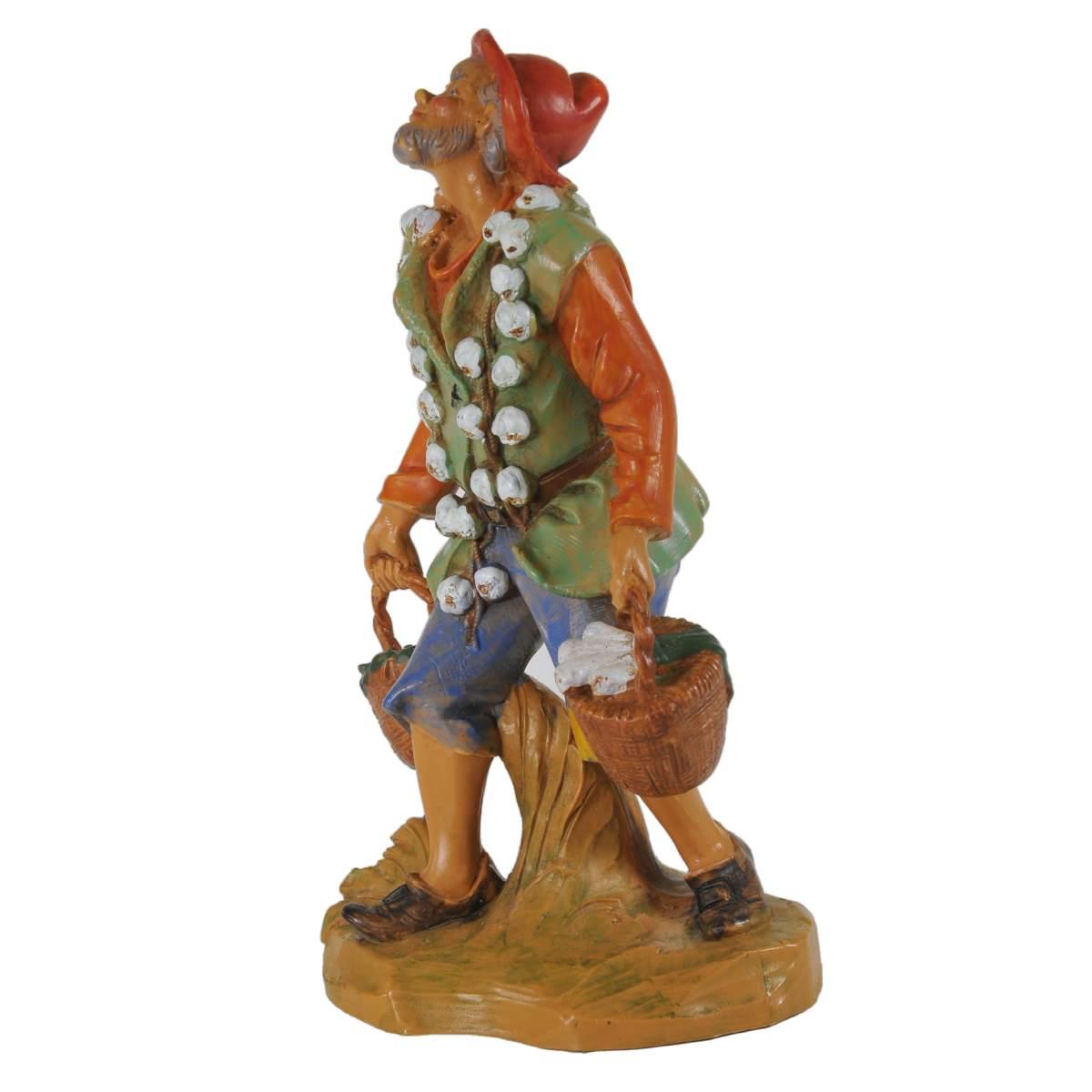 Statua presepe 19 cm pastore due ceste aglio