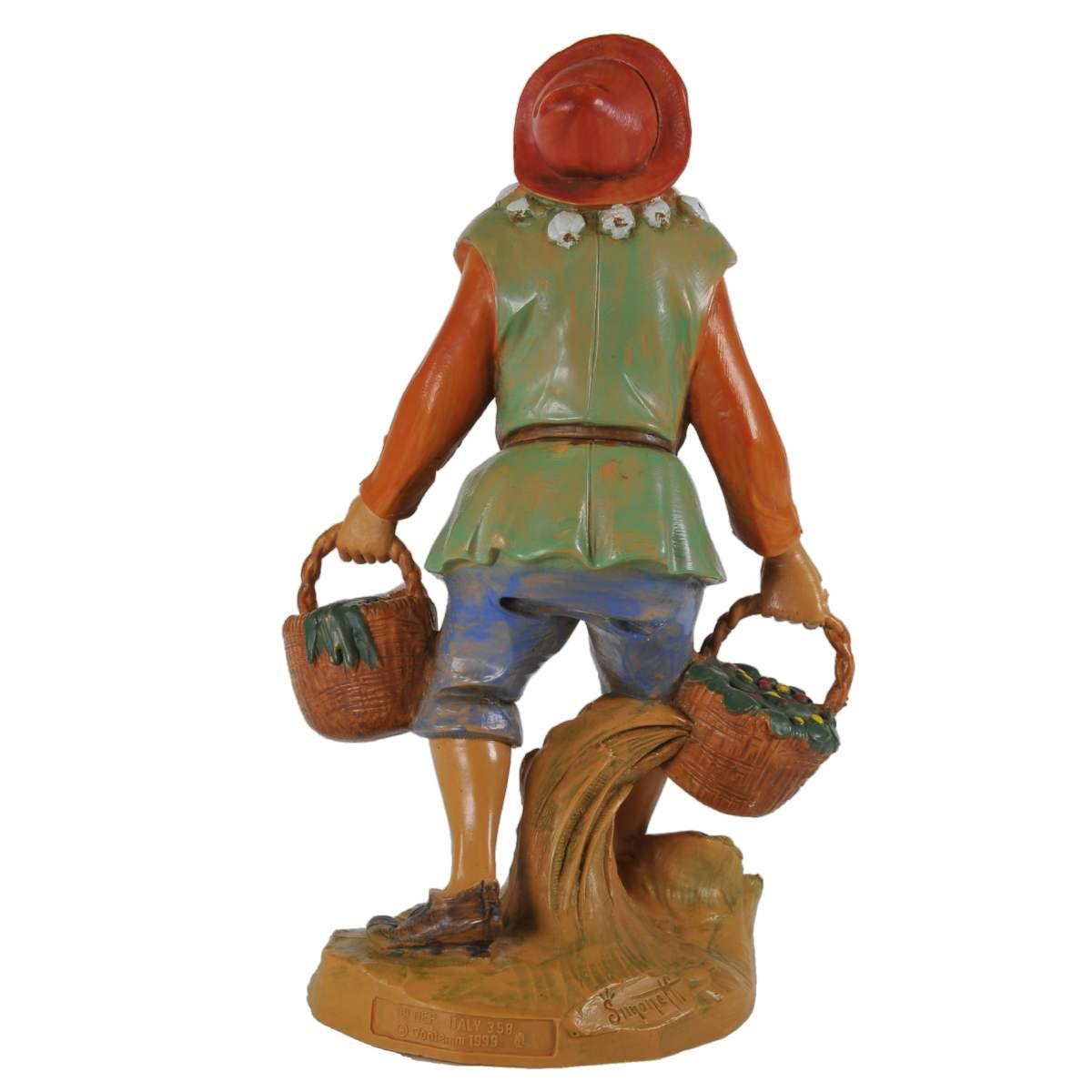 Statua presepe 19 cm pastore due ceste aglio