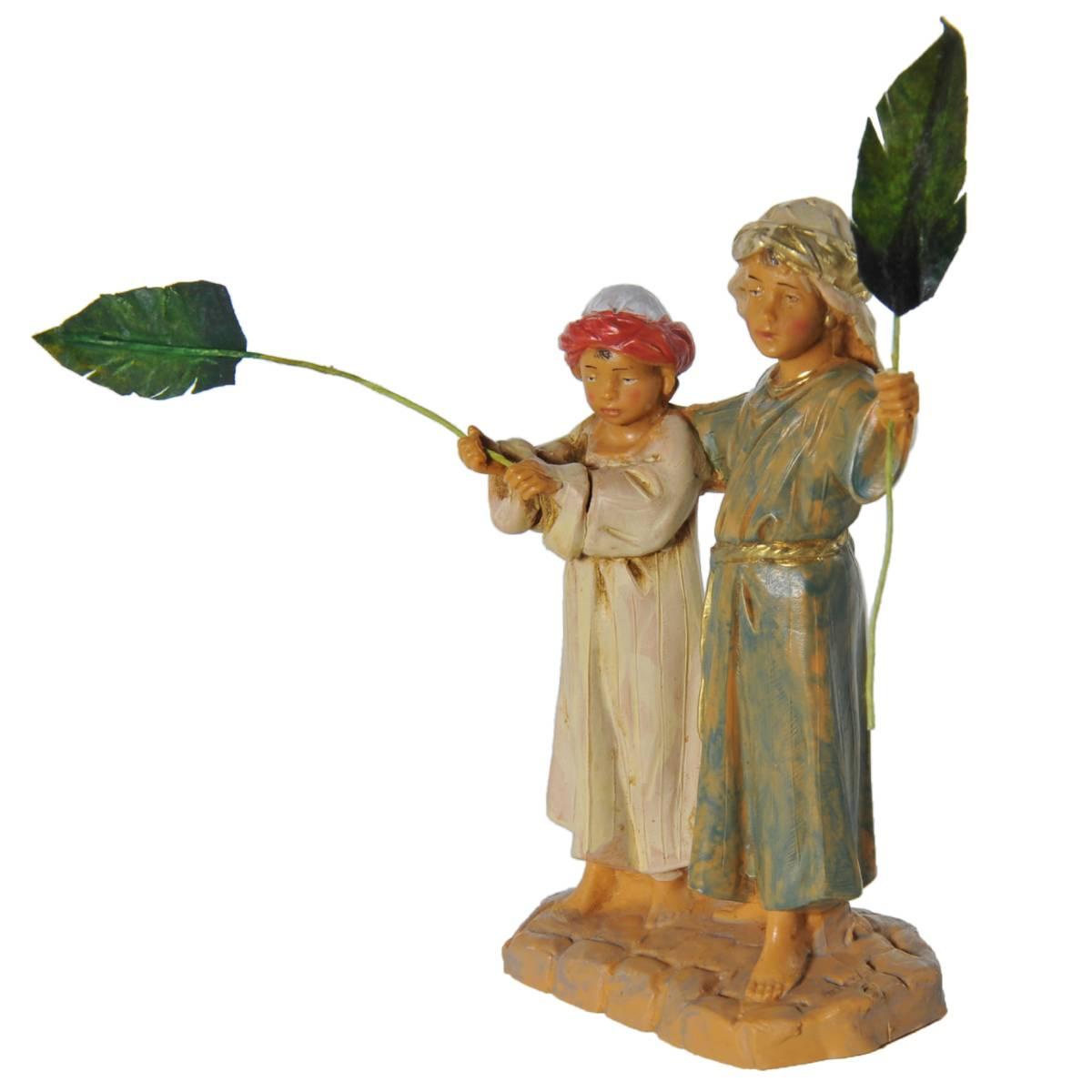Statua presepe 12 cm bambini con palme