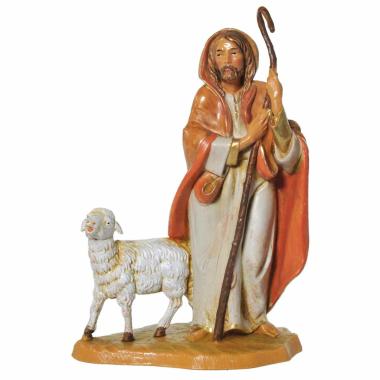 Statua presepe 12 cm buon pastore pecora