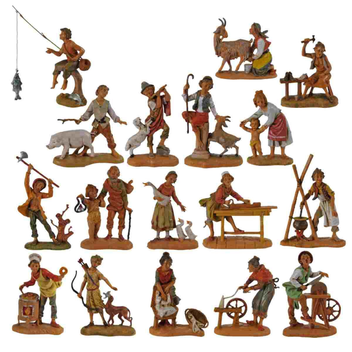 Statua presepe 10 cm pastori doppi assortiti