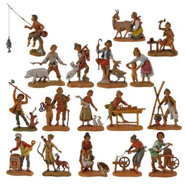 Statua presepe 10 cm pastori doppi assortiti