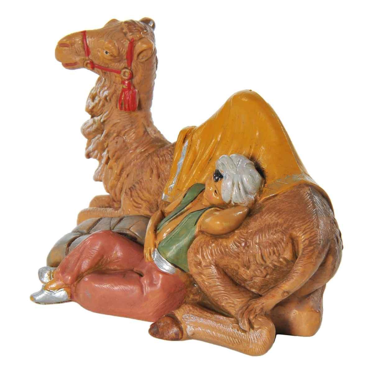 Statua presepe 12 cm bambino seduto cammello