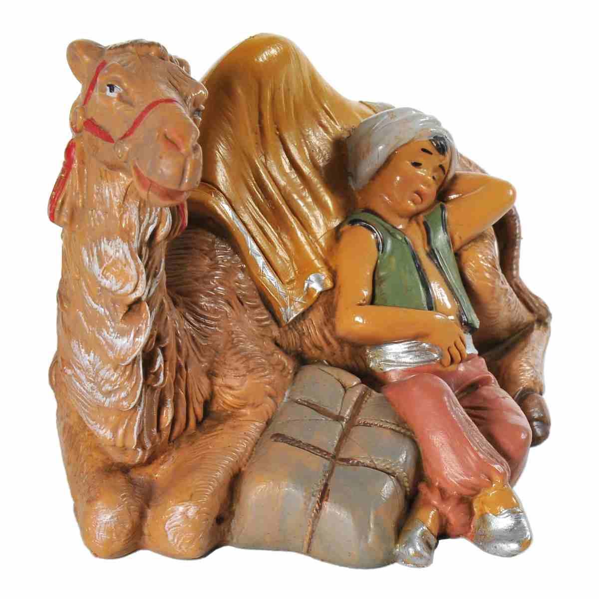Statua presepe 12 cm bambino seduto cammello