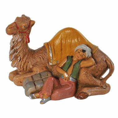 Statua presepe 12 cm bambino seduto cammello