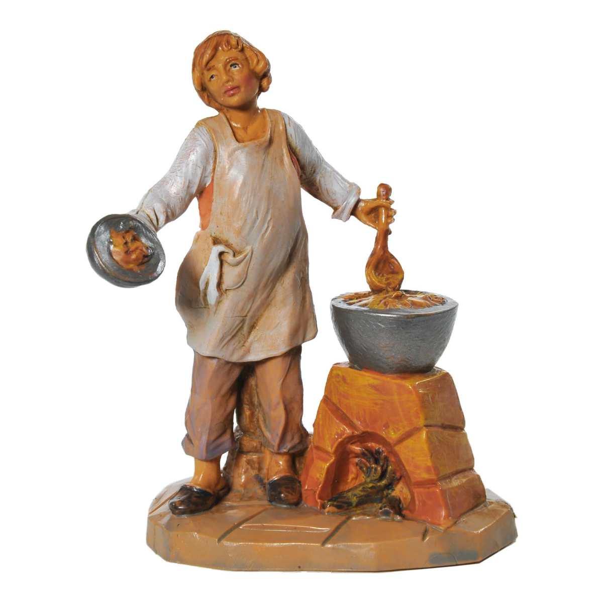 Statua presepe 9.5 cm bimbo pentola fuoco