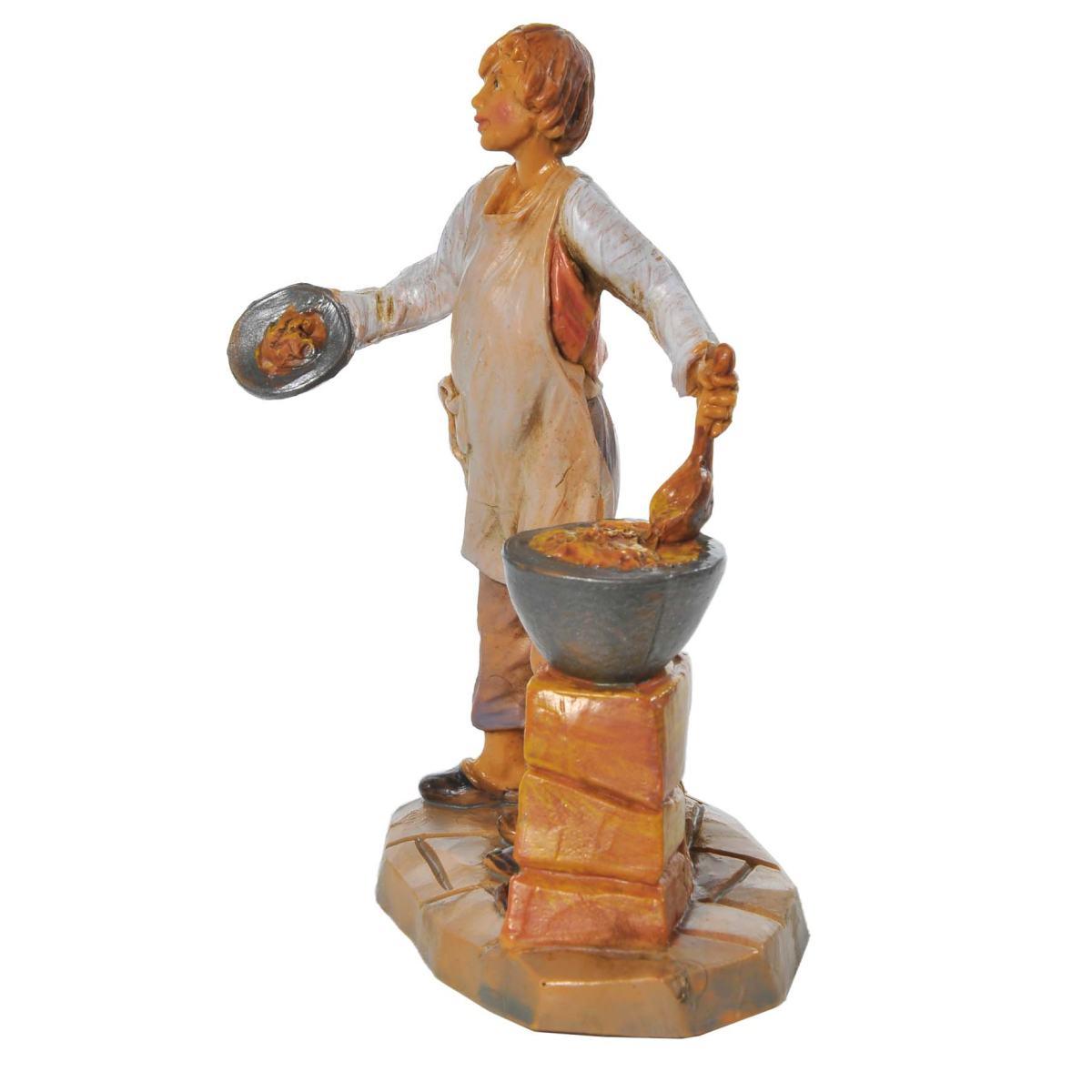Statua presepe 9.5 cm bimbo pentola fuoco