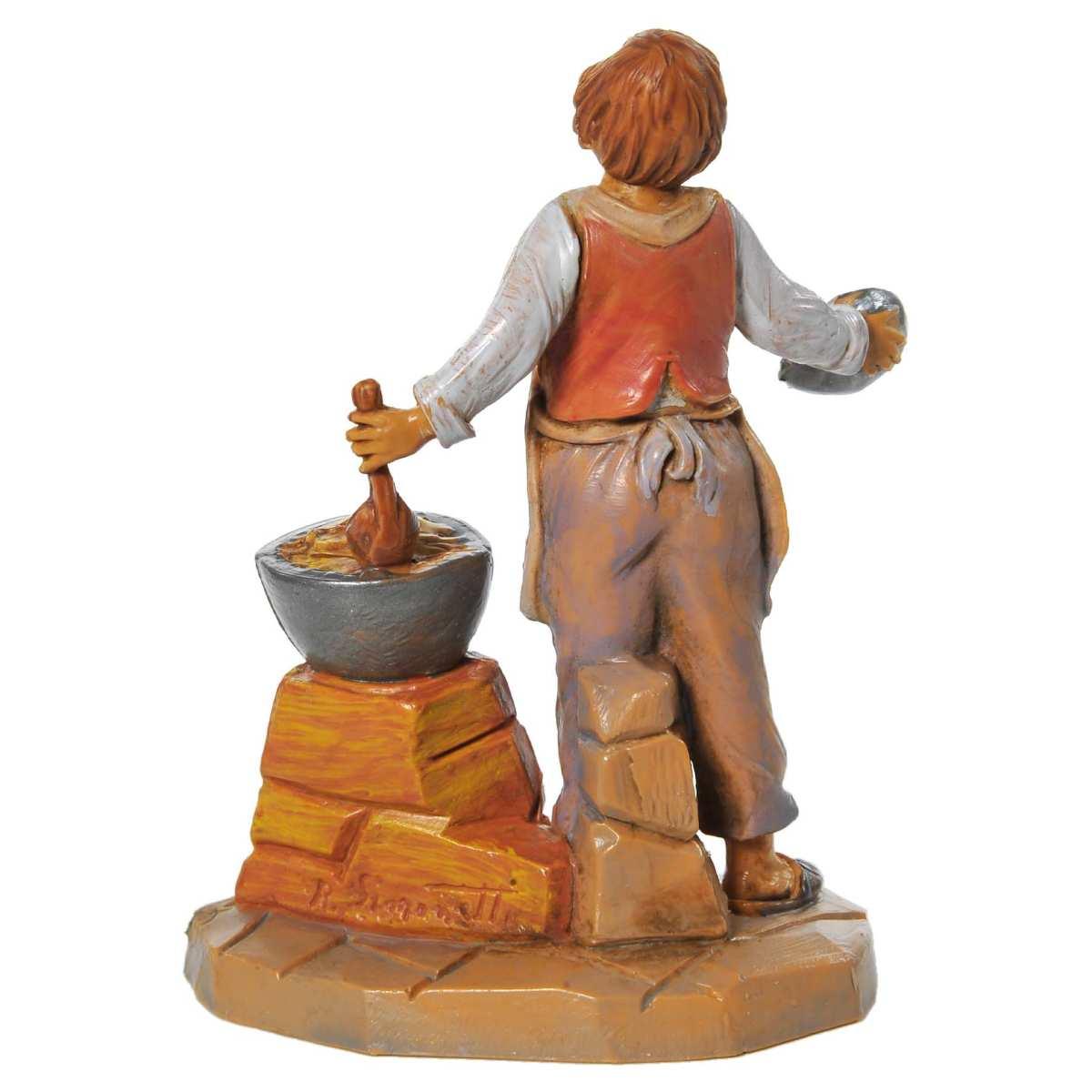 Statua presepe 9.5 cm bimbo pentola fuoco