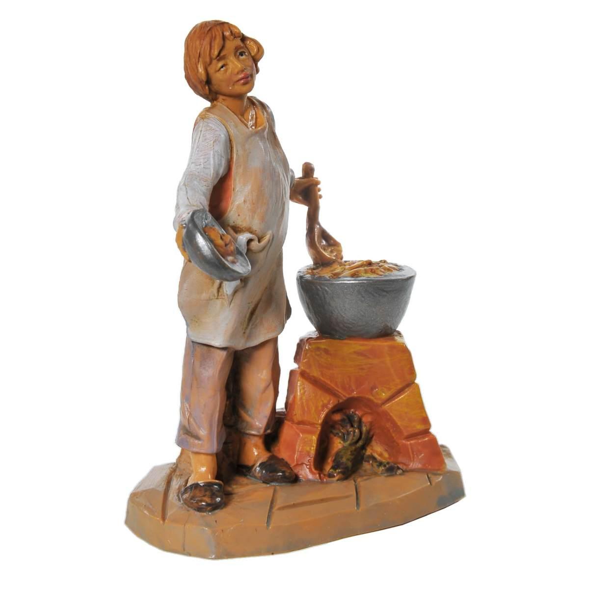 Statua presepe 9.5 cm bimbo pentola fuoco