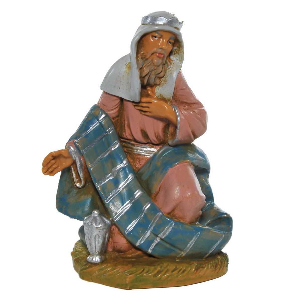 Statua presepe 9.5 cm re magio gaspare inginochio