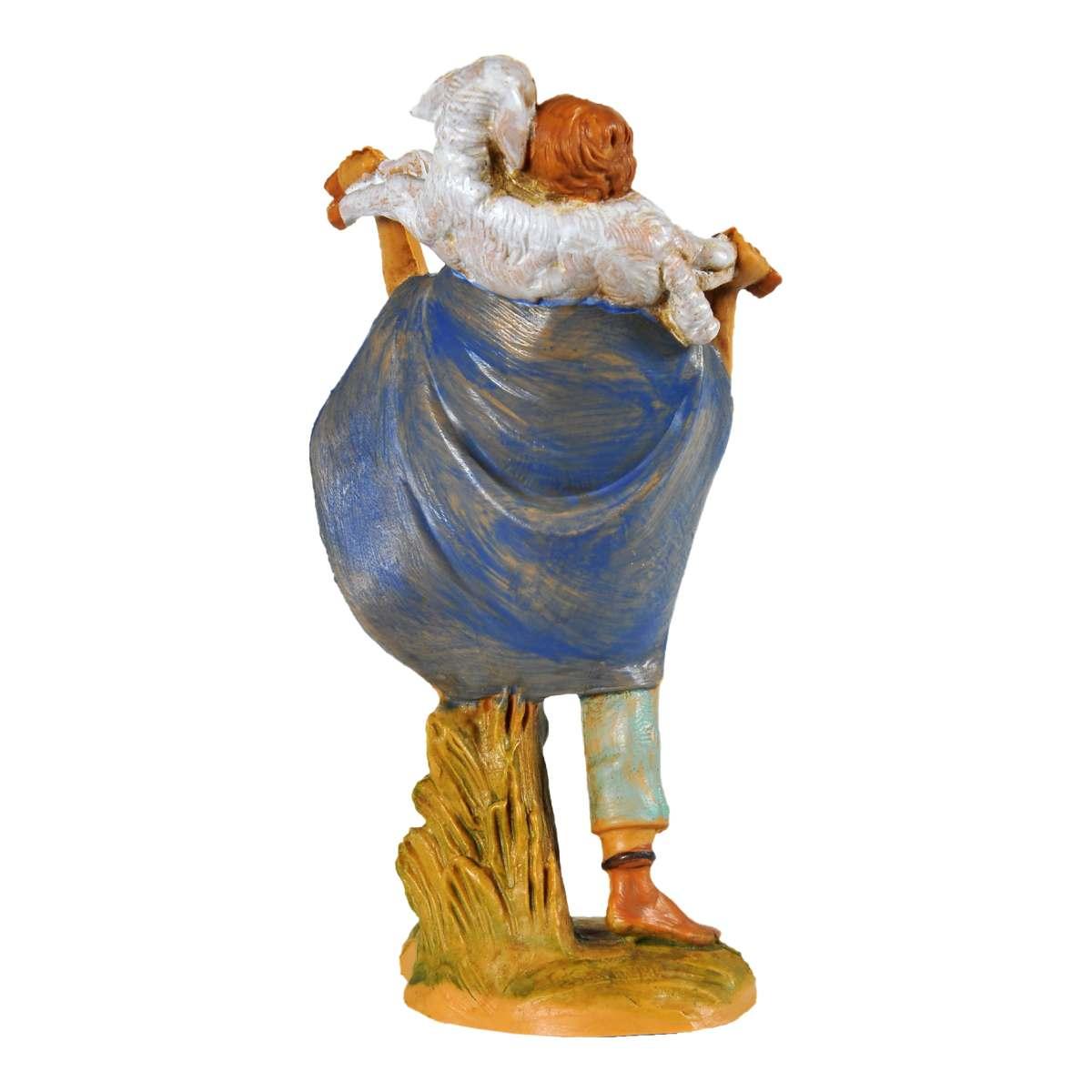 Statua presepe 9.5 cm pastore pecora sulle spalle