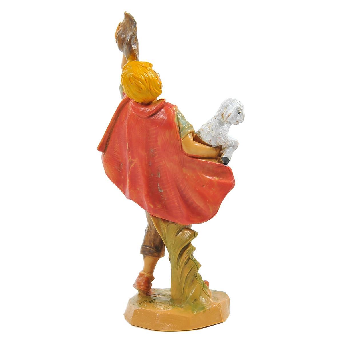 Statua presepe 9.5 cm pastore pecora in braccio