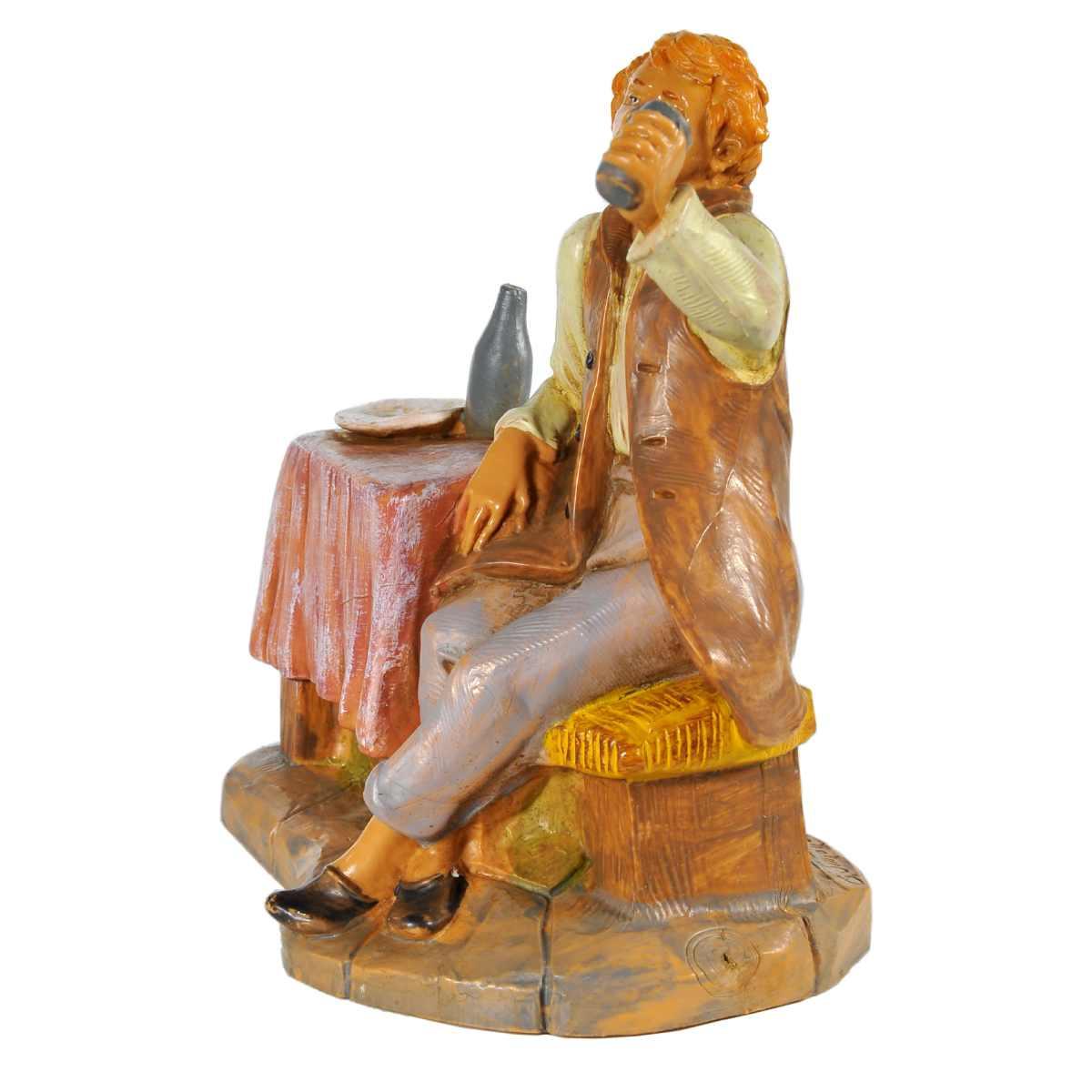 Statua presepe 12 cm avventore seduto al tavolo