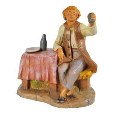 Statua presepe 12 cm avventore seduto al tavolo