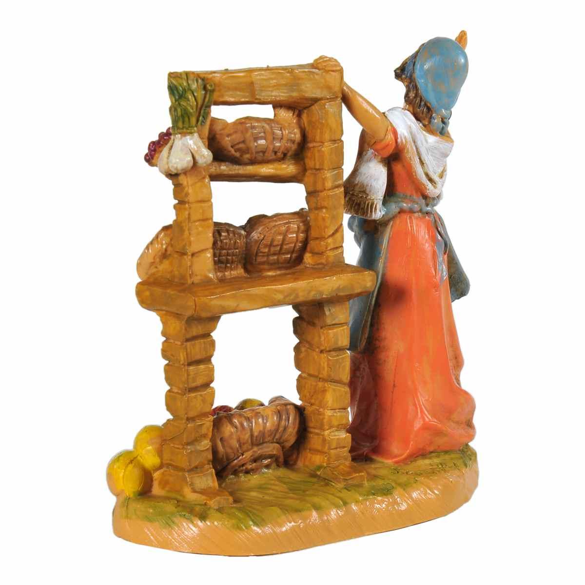 Statua presepe 9.5 cm fruttivendola banco