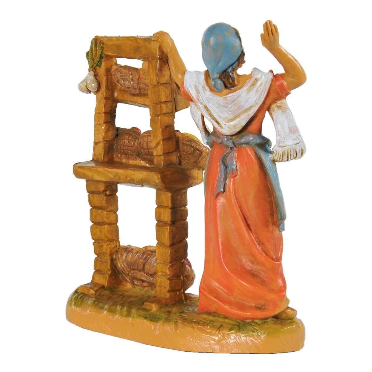 Statua presepe 9.5 cm fruttivendola banco