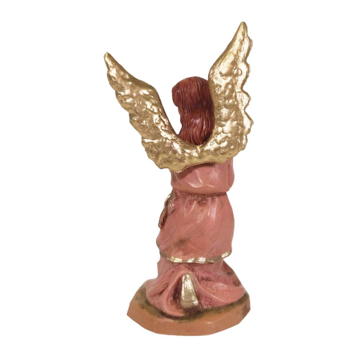 Statua presepe 9.5 cm angelo in ginocchio abito rosa
