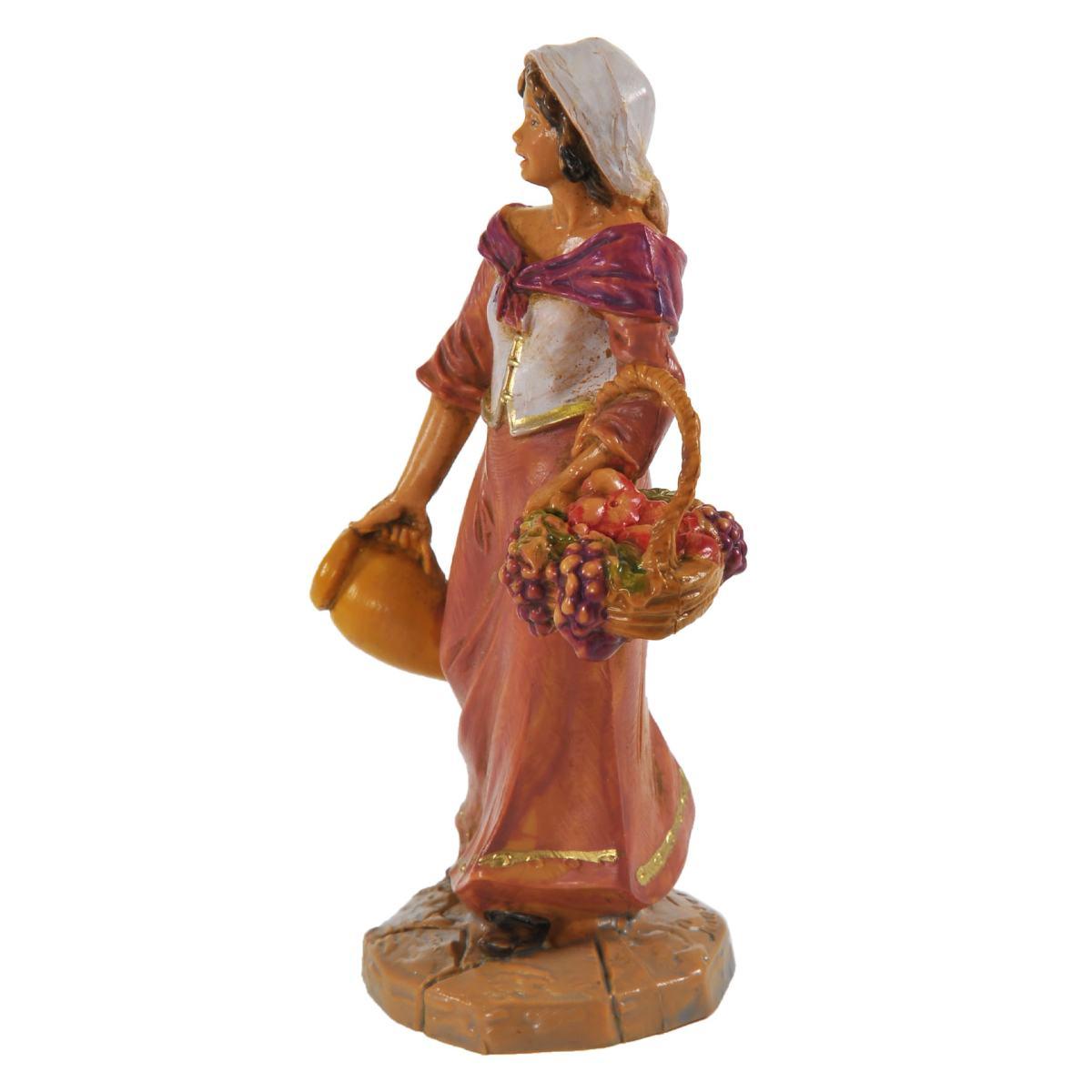Statua presepe 9.5 cm pastorella uva brocca