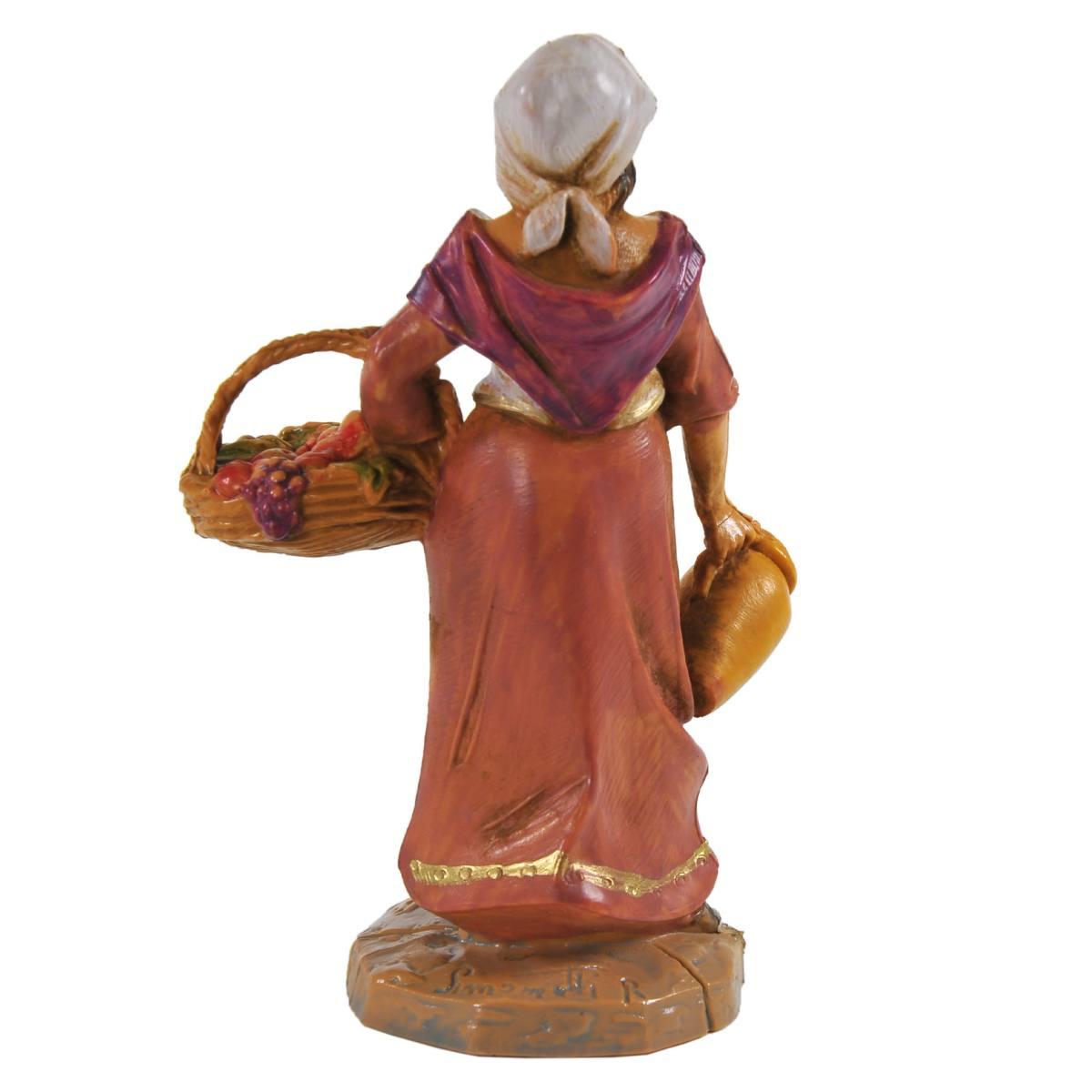 Statua presepe 9.5 cm pastorella uva brocca