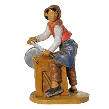 Statua presepe 12 cm arrotino con banco