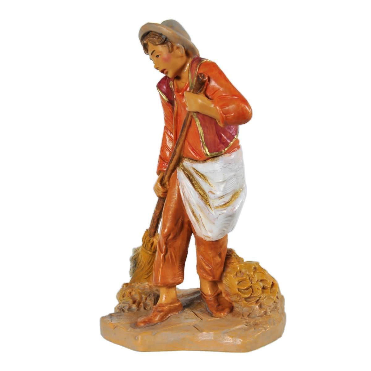 Statua presepe 12 cm ragazzo che spazza