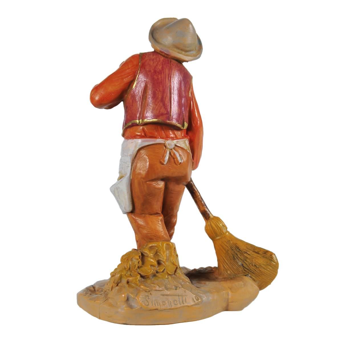 Statua presepe 12 cm ragazzo che spazza