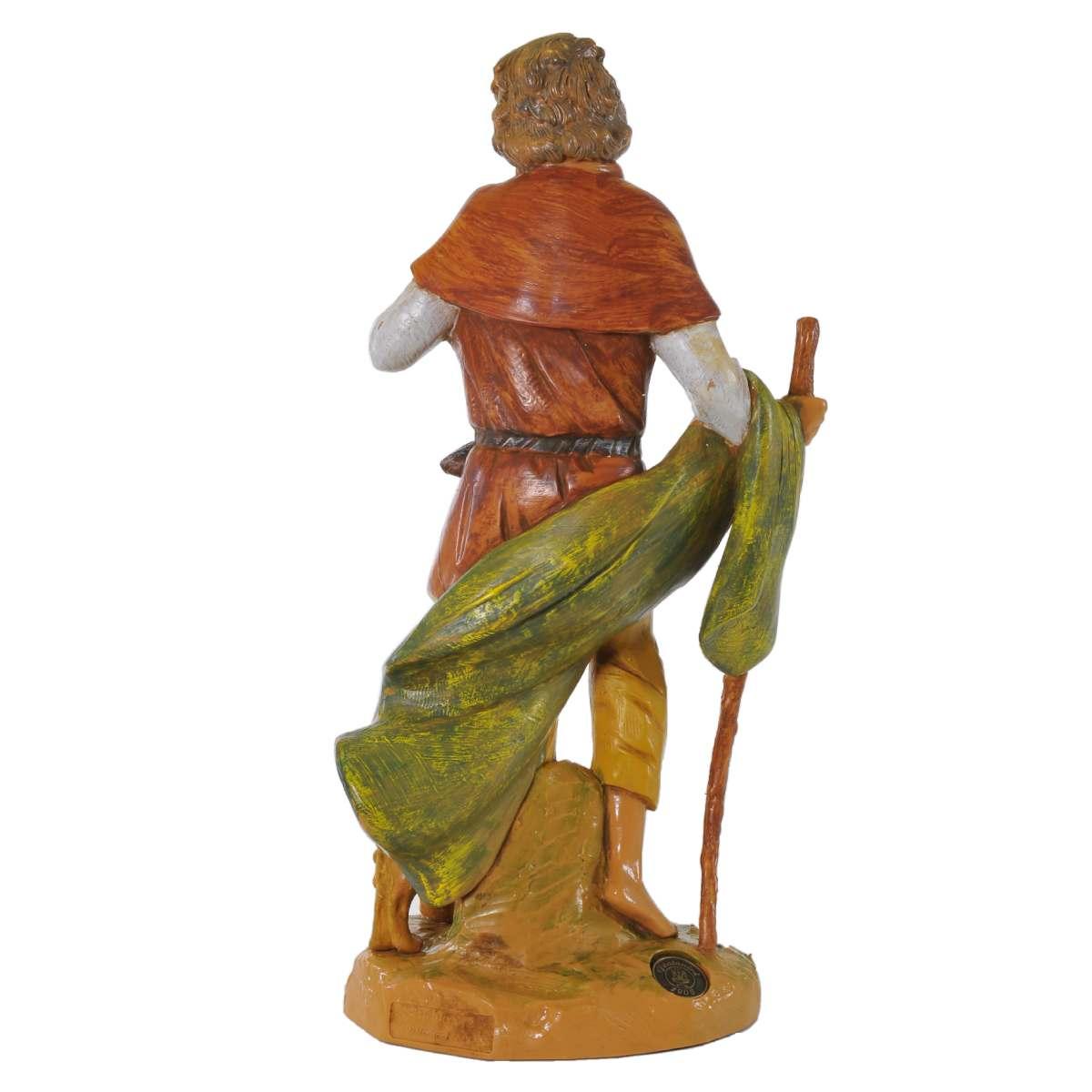 Statua presepe 30 cm pastore cane bastone