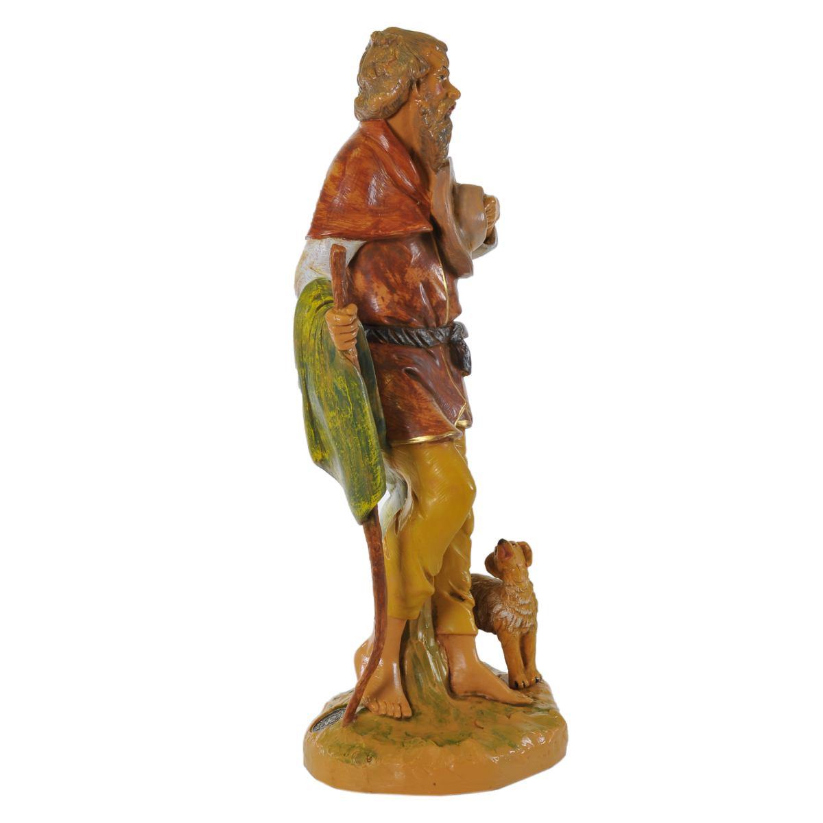 Statua presepe 30 cm pastore cane bastone