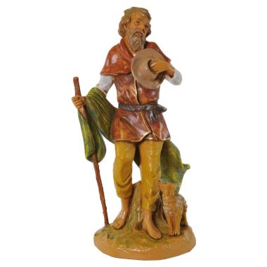 Statua presepe 30 cm pastore cane bastone