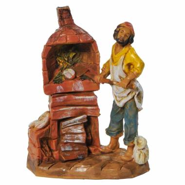 Statua presepe 6.5 cm fornaio al forno con pala
