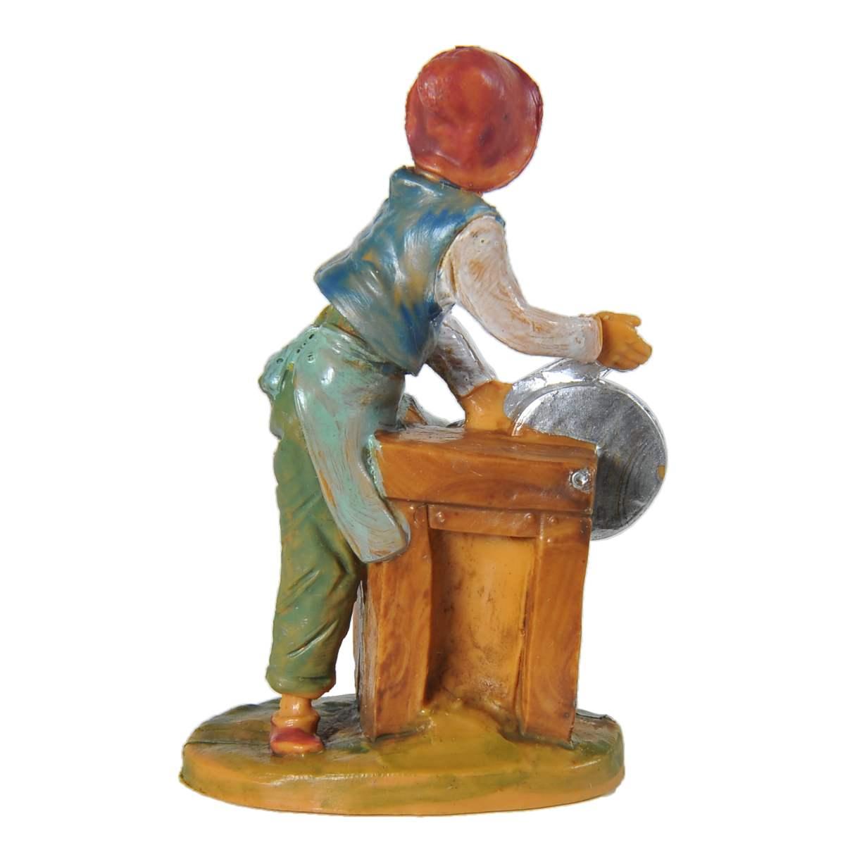 Statua presepe 6.5 cm arrotino banco lavoro