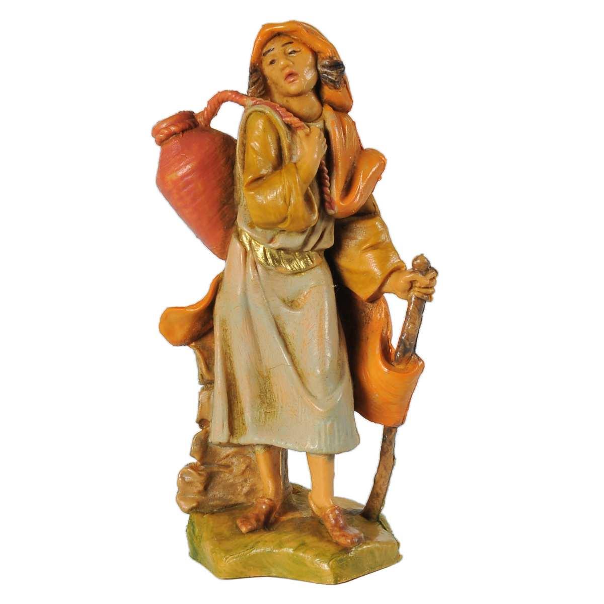 Statua presepe 6.5 cm pastore anfora bastone