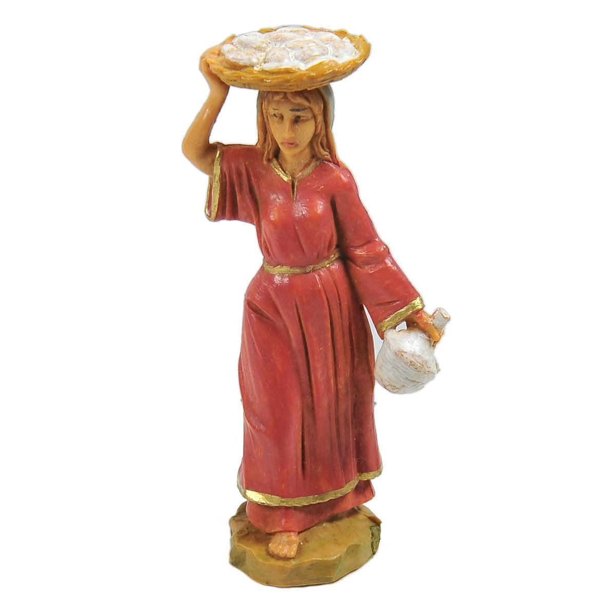 Statua presepe 6.5 cm pastorella vassoio