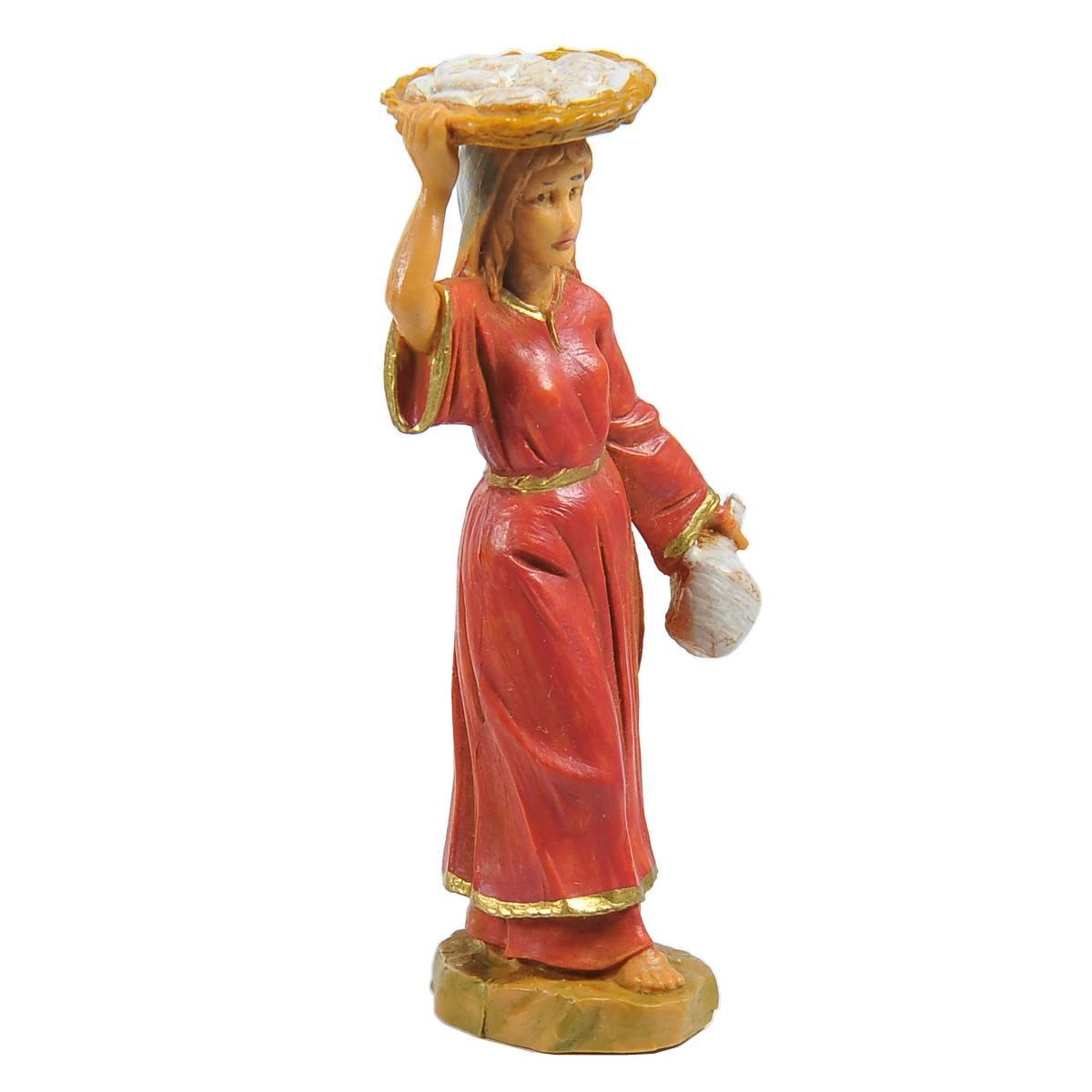 Statua presepe 6.5 cm pastorella vassoio
