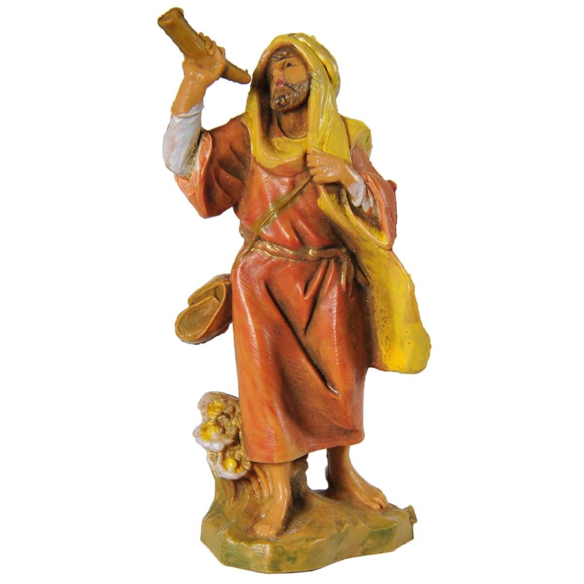 Statua presepe 6.5 cm pastore corno