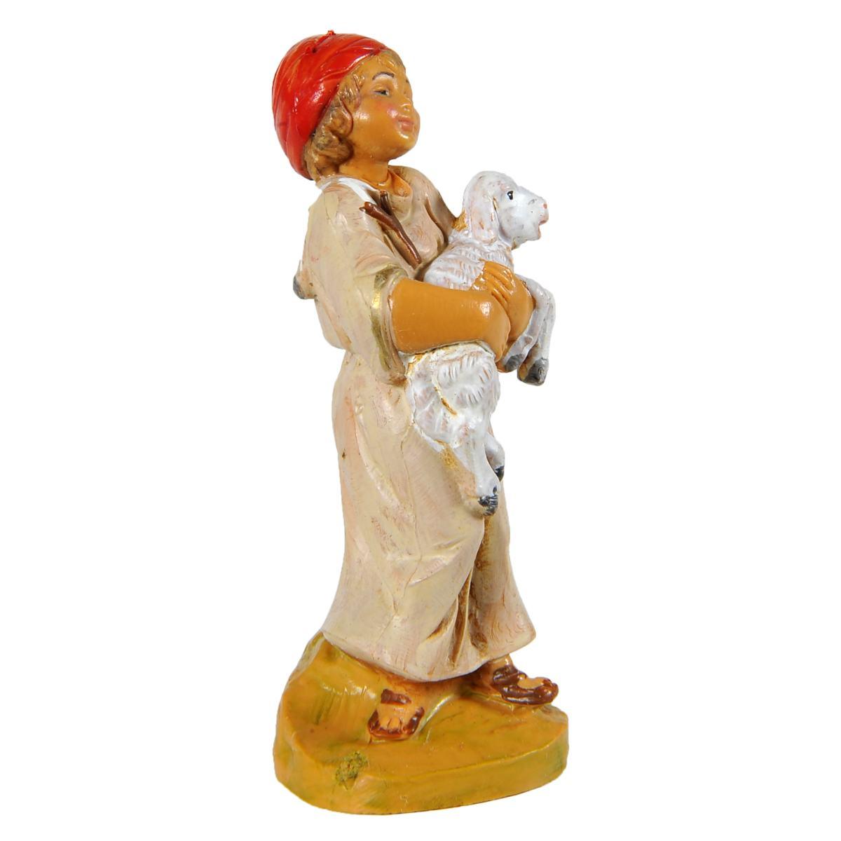 Statua presepe 9.5 cm bambino con agnello