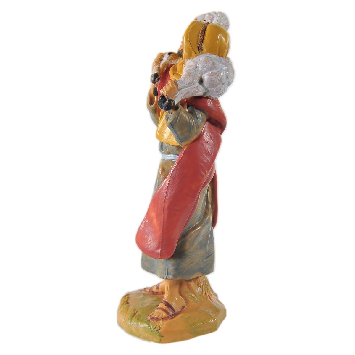 Statua presepe 9.5 cm pastore pecora in spalla