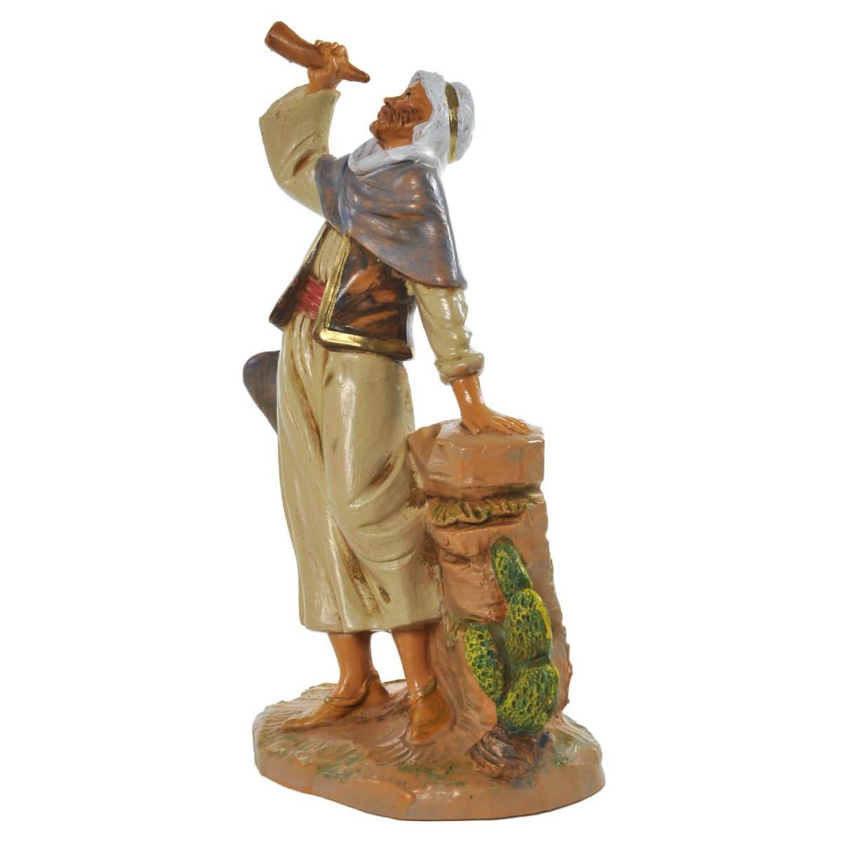 Statua presepe 19 cm pastore corno