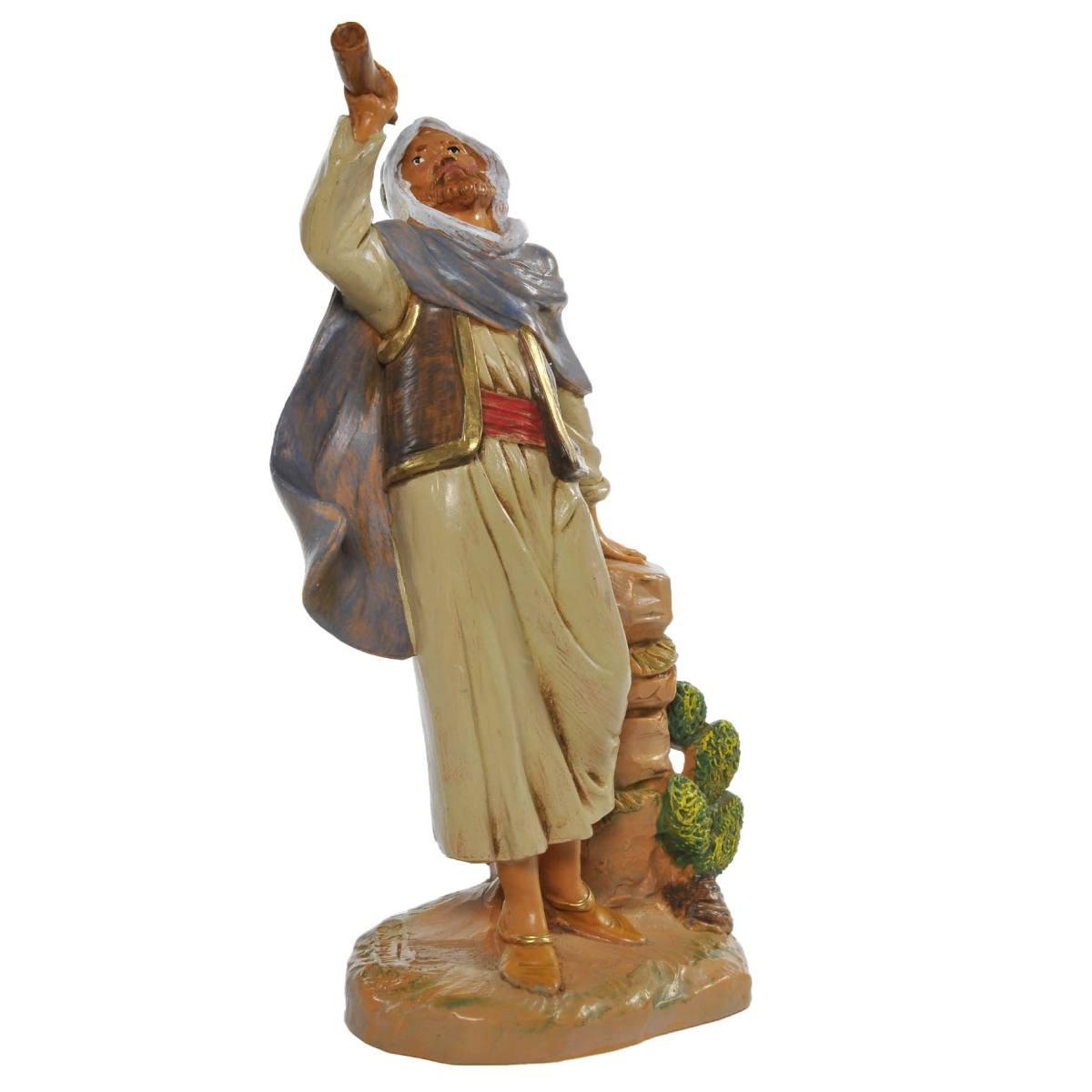 Statua presepe 19 cm pastore corno
