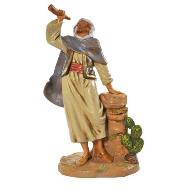 Statua presepe 19 cm pastore corno