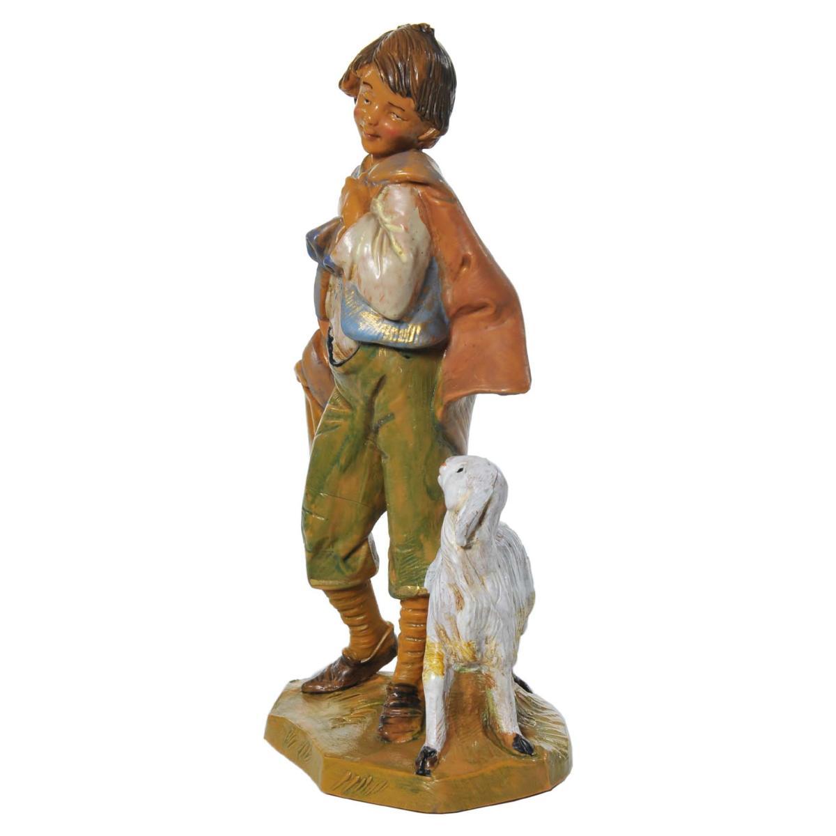 Statua presepe 12 cm pastore pecora cappello