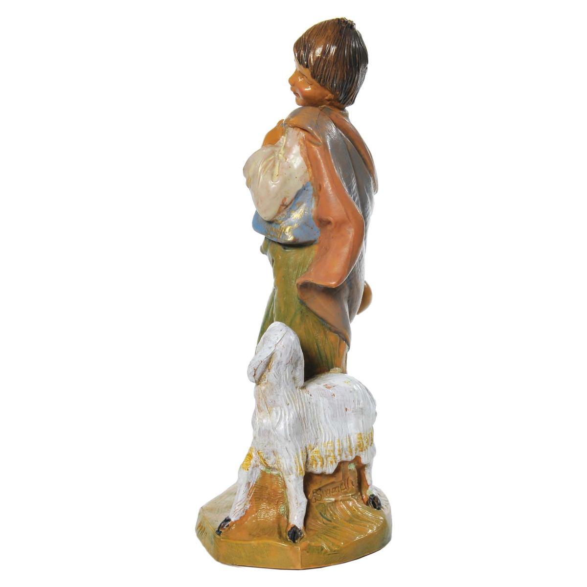 Statua presepe 12 cm pastore pecora cappello