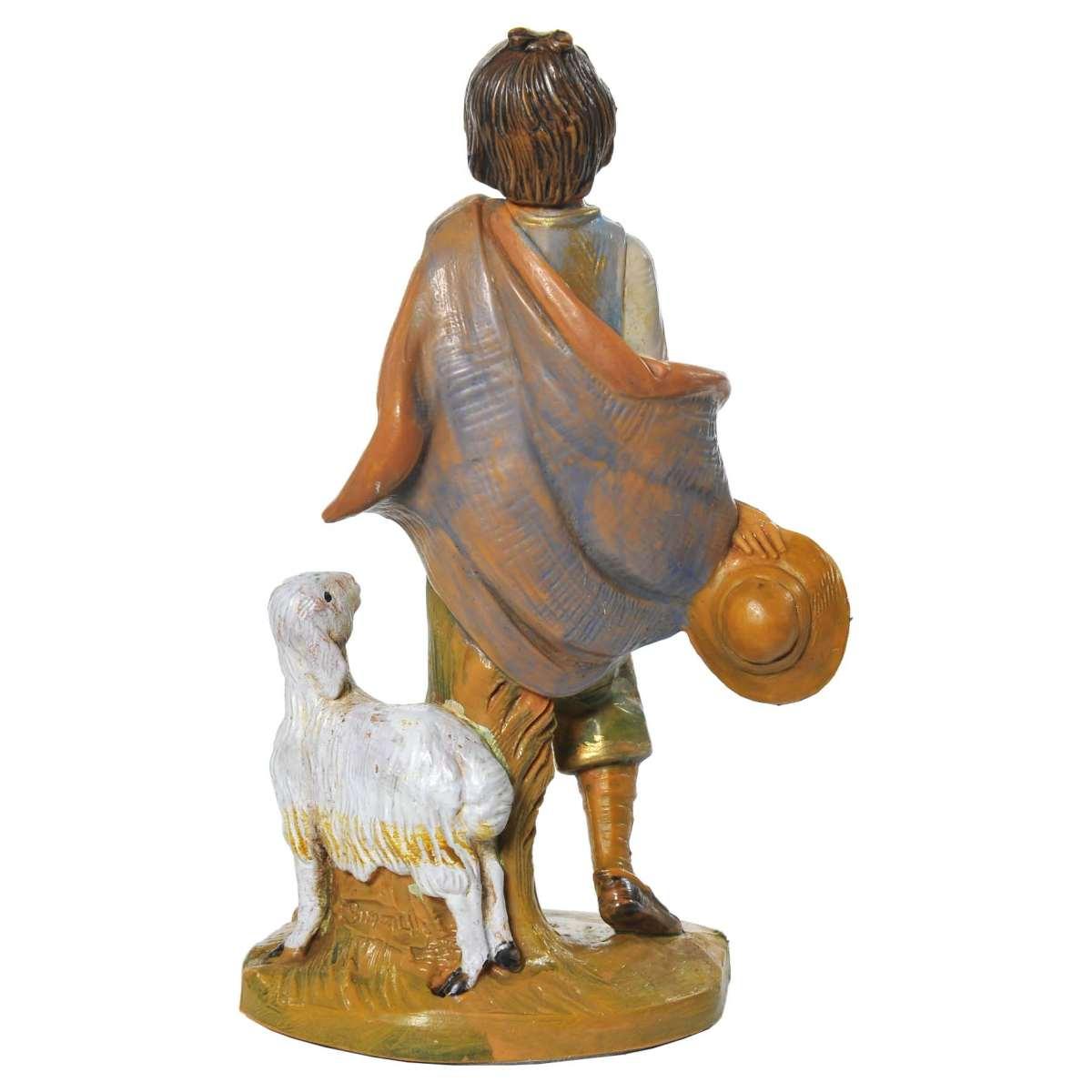 Statua presepe 12 cm pastore pecora cappello