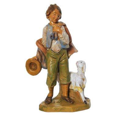 Statua presepe 12 cm pastore pecora cappello