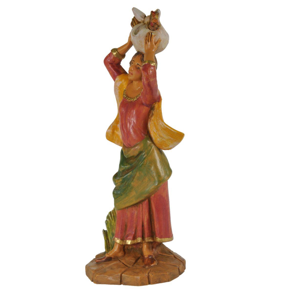Statua presepe 19 cm donna fagotto in testa